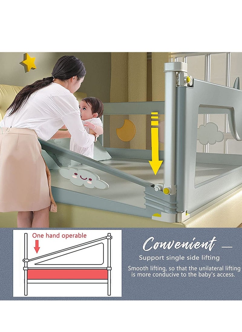 XiuWoo - 1-Piece Toddler Bed Rail Guard Anti-Fall Height Adjustable and Folding Baby Bed Rail Guard Breathable Mesh with Double Safety Child Lock 1 Side 180CM - Image 1