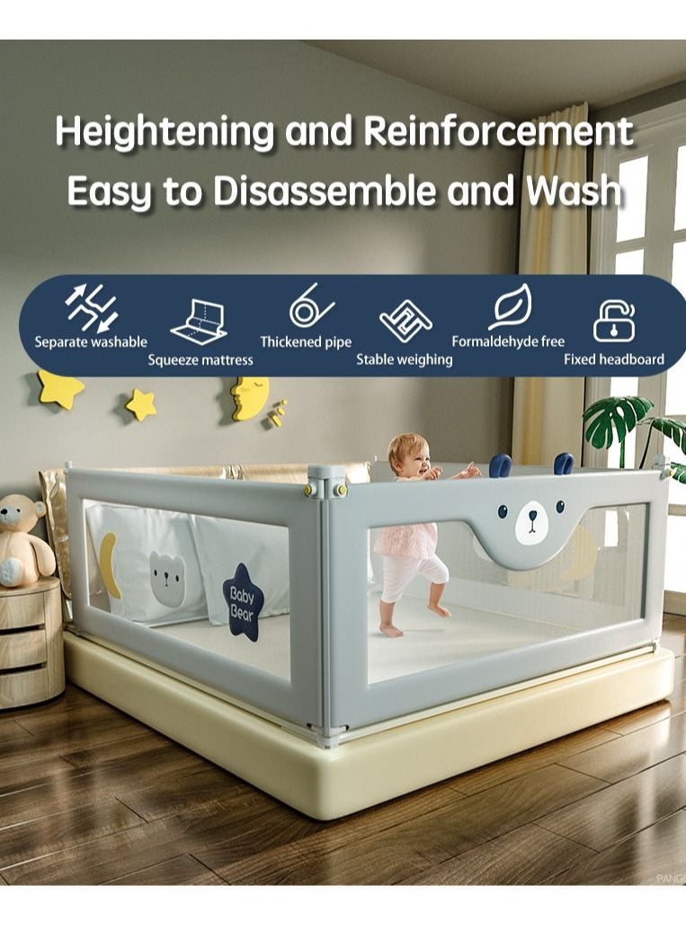 XiuWoo - 1-Piece Toddler Bed Rail Guard Anti-Fall Height Adjustable and Folding Baby Bed Rail Guard Breathable Mesh with Double Safety Child Lock 1 Side 180CM - Image 1