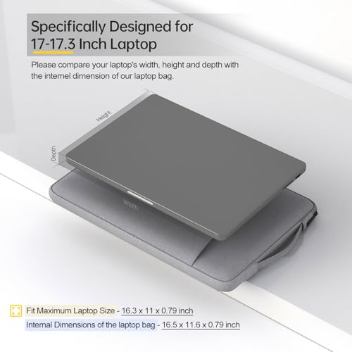 iKammo 17.3 Inch Laptop Case Bag for HP 17.3 / Envy 17 17t/ Pavilion 17, Acer Nitro 5, Lenovo IdeaPad 3 17, ASUS VivoBook Pro 17 Carrying Protective Case(Light Grey) - Image 2