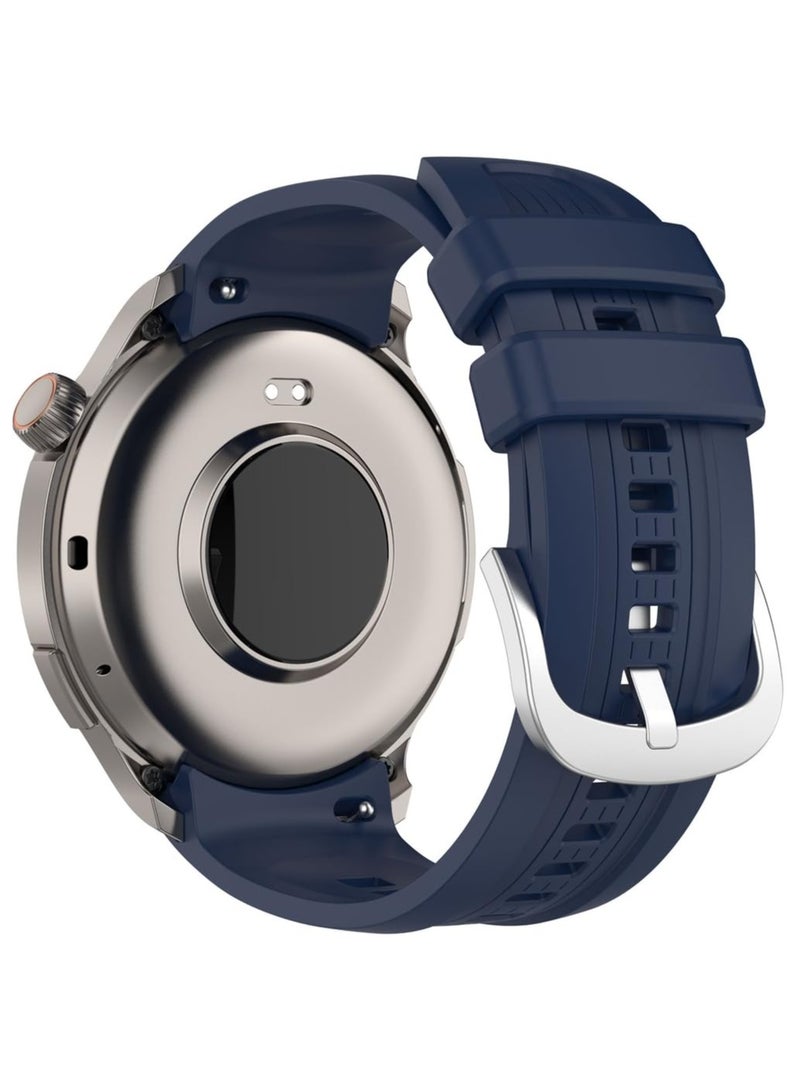 Midnight blue Soft Strap for Women and Men 22 Mm Quick Release Silicone Clasp Stainless Steel Replacement Watch Band compatible for Amazfit Balance A2286 smartwatch - Image 1