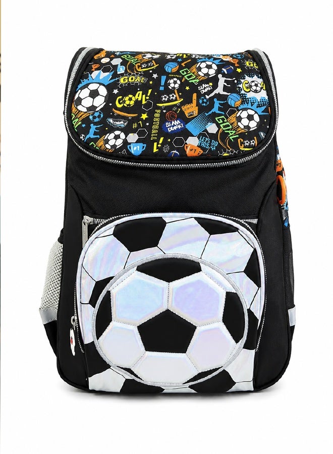Ominii Premium Boys School Backpack with Soccer Design, Waterproof & Lightweight, Large Capacity, Ergonomic Back Support, Ages 4-14 - Image 4
