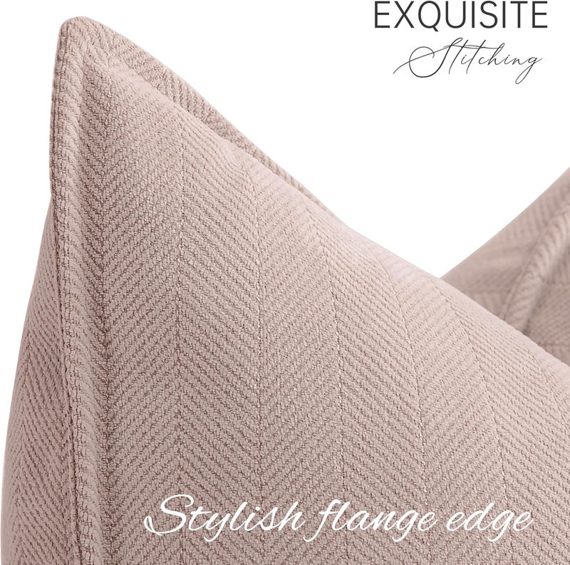 ZWJD Dusty Pink Valentine Pillow Covers 18x18 Set of 2 Chenille Throw Pillow Covers with Elegant Design Soft and Luxurious Decorative Throw Pillows for Couch, Bed, and Home Decor - Image 2