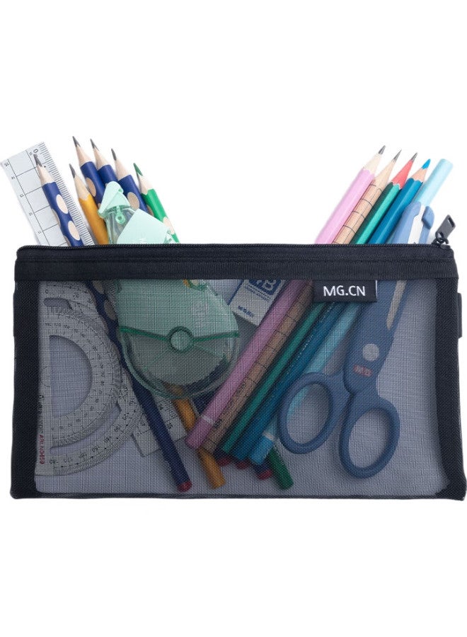 M.G M&G Stationery Transparent Mesh Pencil Case, Exam-Specific Pencil Pouch, Portable Stationery Box For High School And College Entrance Exams, Black Apb95494 - Image 3