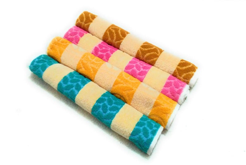 Cotton Colors Cotton Colors Cotton Floral Design Hand Towels (Medium, Multicolour) - Pack of 4  - Image 1