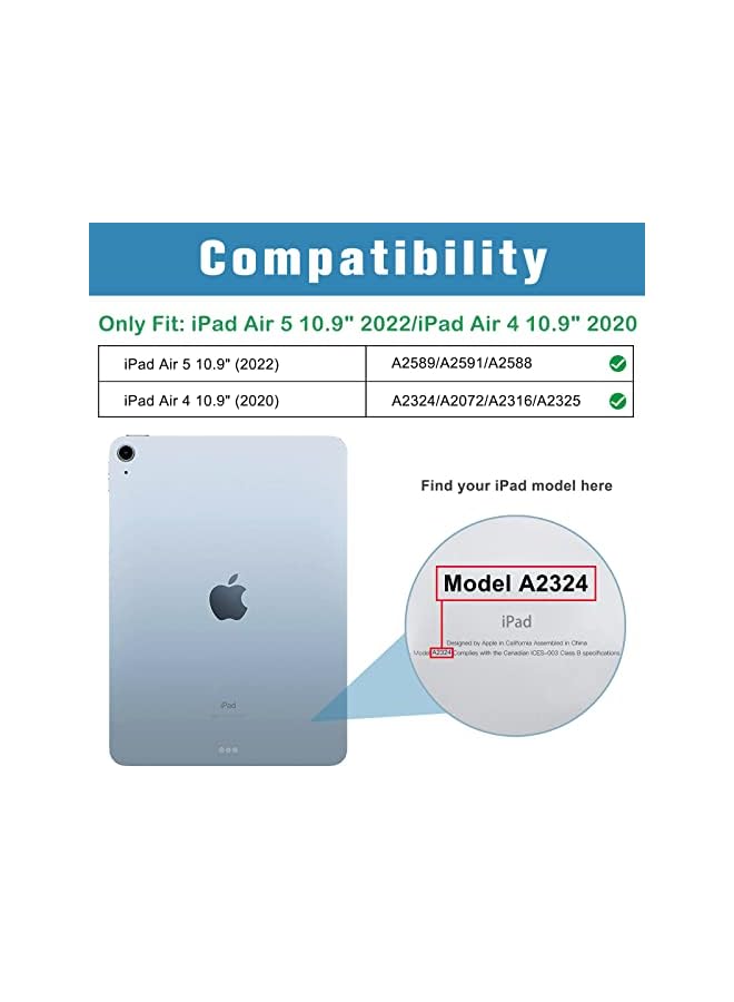 Procases iPad Air 5 Case 2022/iPad Air 4 Case 2020 10.9 Inch with Pencil Holder, Slim Stand Smart Folio Protective Cover for iPad Air 10.9" 5th /4th Generation A2589 A2591 A2324 A2072 Release -Black - Image 3