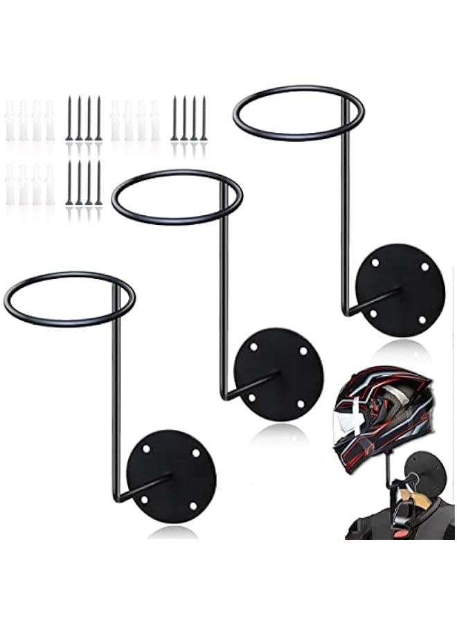 Arabest Motorcycle Accessories, 3 Pack Helmet Hanger Helmet Holder Rack Wall Mounted Hook for Coats, Hats, Caps  - Image 1