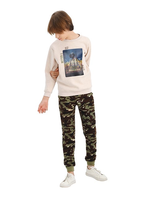 Boy Inner Fleece Pubg Print Winter Pajama Set