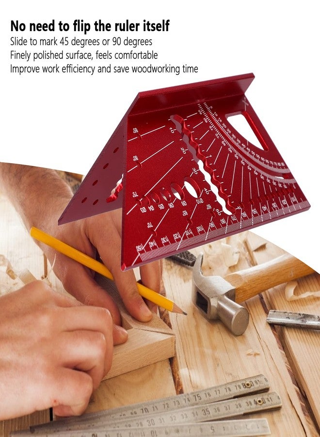 Hyuduo Woodworking Square Size Measure Ruler, Aluminum Alloy Clear Laser Engraving Size 3D Mitre 45 90 Degree Angle Measuring Tool - Image 4