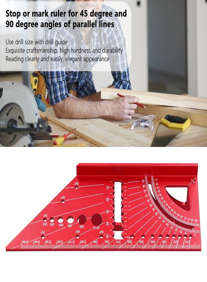 Hyuduo Woodworking Square Size Measure Ruler, Aluminum Alloy Clear Laser Engraving Size 3D Mitre 45 90 Degree Angle Measuring Tool - Image 5