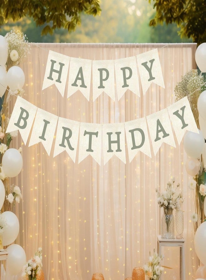 لافتة عيد ميلاد سعيد خضراء، راية خيش جاهزة للتعليق بلون المريمية والزيتون، خلفية لافتة زينة للحفلات - Image 4