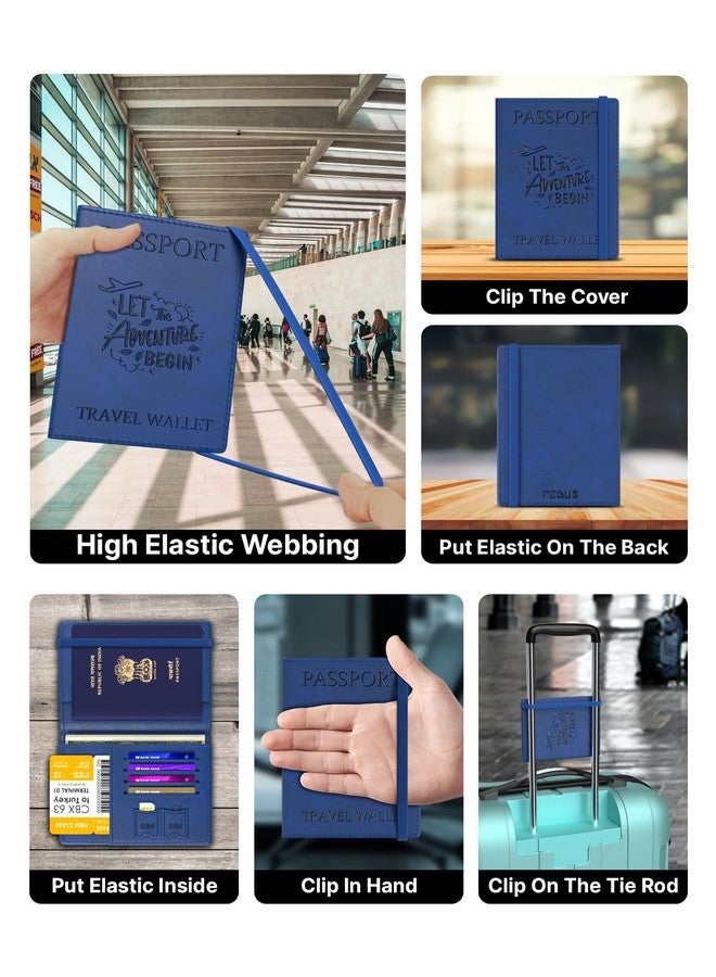 FEDUS Faux Leather Premium Passport Holder for Men and Women's Cover Case Wallet with Credit/Debit Card, Id Ticket, Currency, Boarding Pass Slots, RFID Protected Travel Document Organiser Blue - Image 5