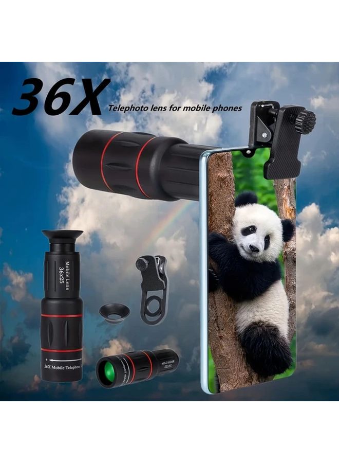 عدسة تليفوتو 36x للهواتف الذكية باللون الأسود مصنوعة من مادة مطاطية متينة متوافقة مع آيفون وشاومي - Image 2