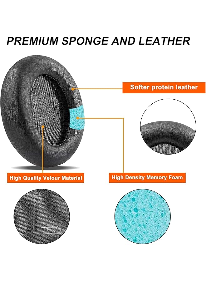 erorex Replacement Earpads Cushions For Soundcore Headphones Q30 And Q35 Life Q30 Earpads Ear Cushions With Protein Leather Skin And Memory Foam Black  - Image 3