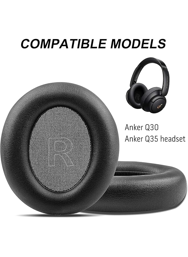 erorex Replacement Earpads Cushions For Soundcore Headphones Q30 And Q35 Life Q30 Earpads Ear Cushions With Protein Leather Skin And Memory Foam Black  - Image 2
