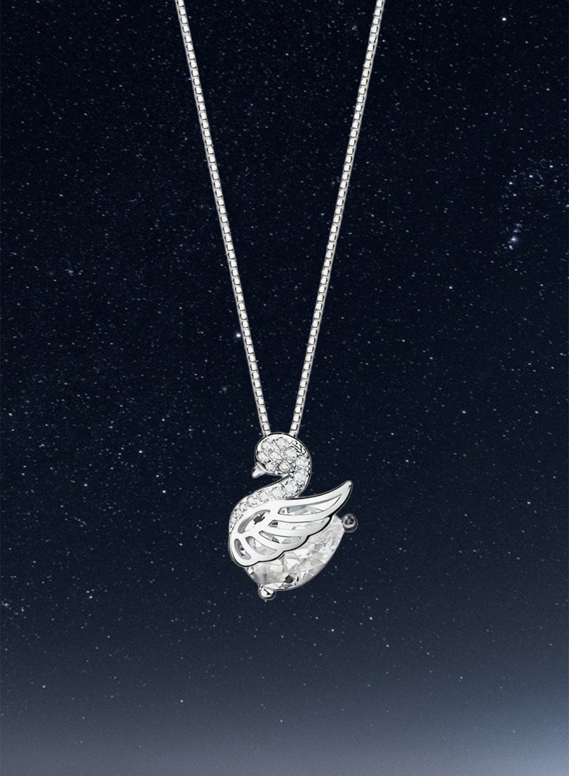 KevKev Silver Swan Collarbone Necklace Zircon Titanium Steel Necklace  Perfect for Women, an Ideal Gift for Birthdays and Valentine's Day - Image 1