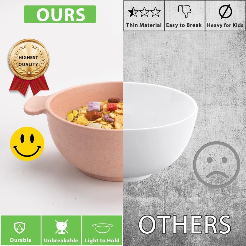 shopwithgreen Unbreakable Kids Bowls -Microwave Dishwasher Safe- Wheat Straw Snack Bowl Sets for Kids/Toddler/Children/Baby Feeding - 4 Bowls and 4 Spoons  Lightweight and Durable  14 OZ - Image 3