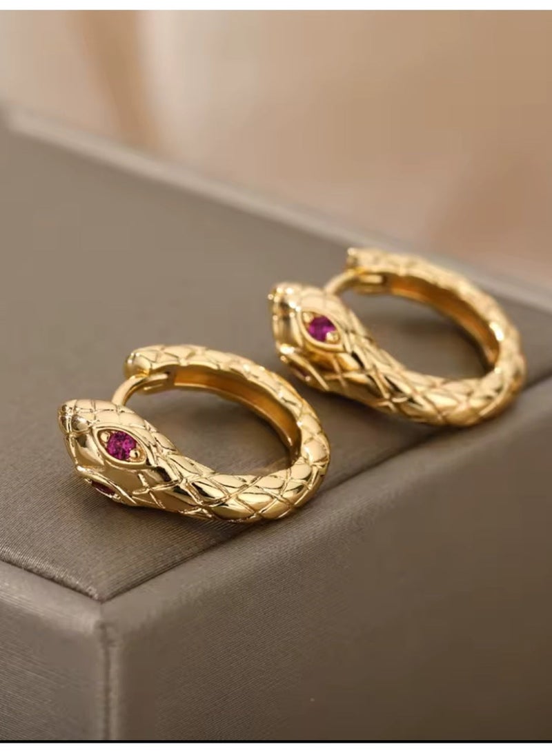 Dangle Charms Elegant & High Quality Stainless Steel Gold Plated Earrings For Women - Image 2