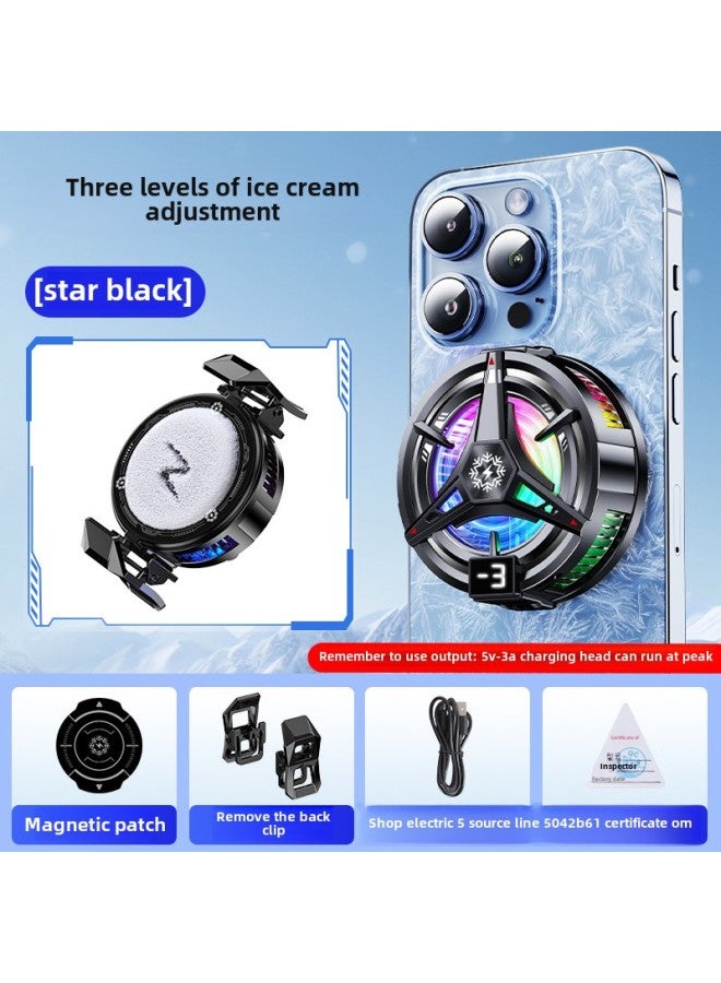 2025 TL07 Semiconductor Refrigeration Cooling Mobile Phone Radiator Magnetic Vibration Sound With Digital Display Back Clip In Stock-Color:Tl07 Ice Black  - Image 1