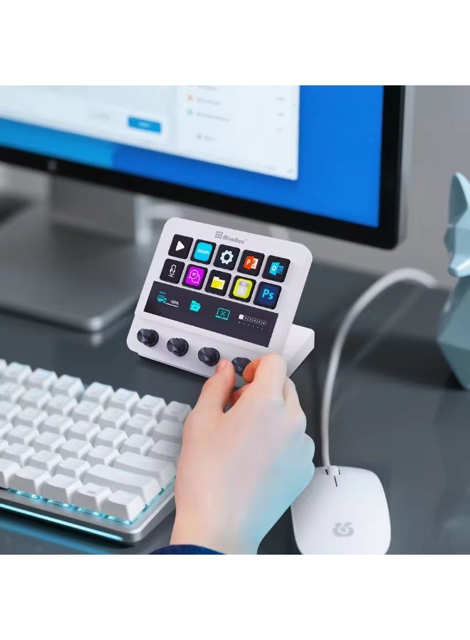 MiraBox N4 Stream Deck, 6 LCD Keys + 4 Knobs, Touch Control, USB Expansion, Mac/Win, Live OBS Control, Visual Shortcuts - Image 1