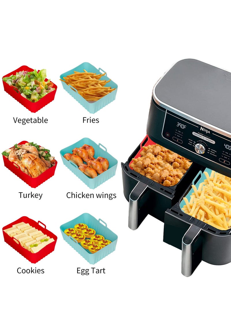 Silicone Air Fryer Liners, 2 Pcs Reusable Air Fryer Liners Square, Food Safe Non Stick Air fryers Basket Oven Accessories with Handles, Food Grade Silicone Baking Tray Pots Fits 4QT - 8QT Air Fryer - Image 3