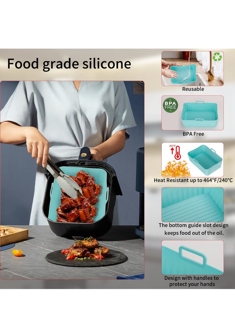 Silicone Air Fryer Liners, 2 Pcs Reusable Air Fryer Liners Square, Food Safe Non Stick Air fryers Basket Oven Accessories with Handles, Food Grade Silicone Baking Tray Pots Fits 4QT - 8QT Air Fryer - Image 4
