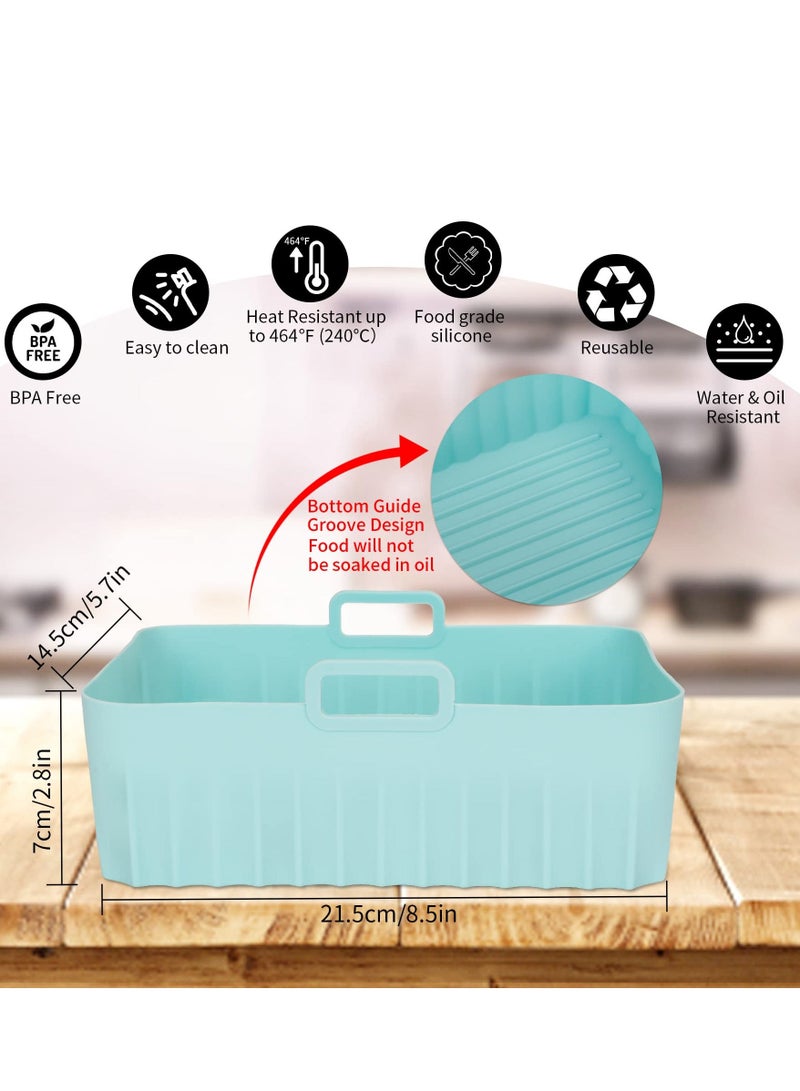 Silicone Air Fryer Liners, 2 Pcs Reusable Air Fryer Liners Square, Food Safe Non Stick Air fryers Basket Oven Accessories with Handles, Food Grade Silicone Baking Tray Pots Fits 4QT - 8QT Air Fryer - Image 2