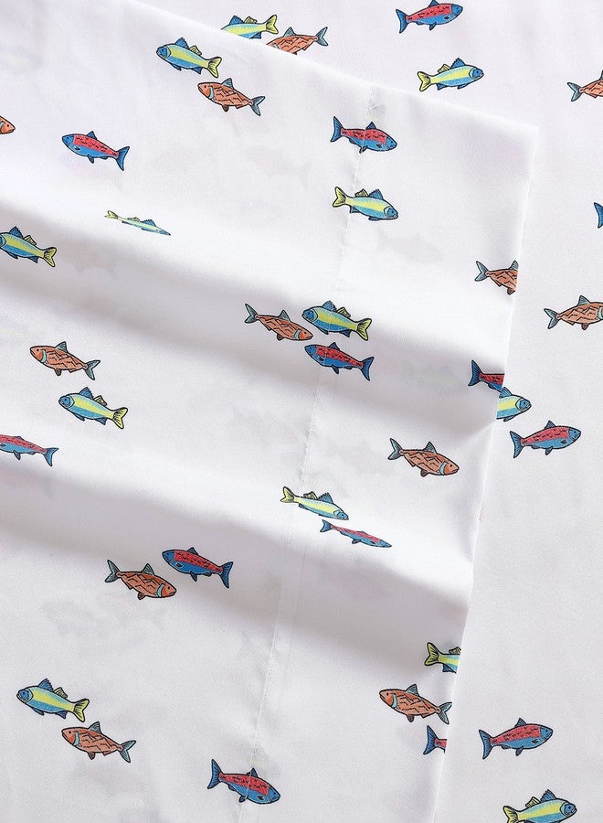 Eddie Bauer Kids - Queen Sheets, Stain-Resistant Toddler Bedding with Matching Sham(s), Super Soft, Ideal Boy Room Essentials (Fish Lake White, Queen) - Image 3