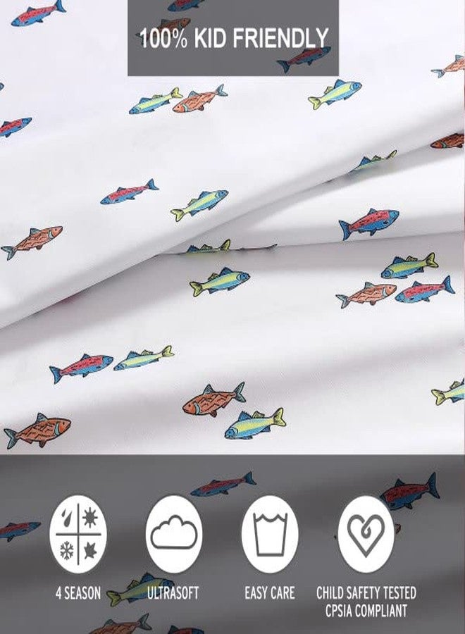 Eddie Bauer Kids - Queen Sheets, Stain-Resistant Toddler Bedding with Matching Sham(s), Super Soft, Ideal Boy Room Essentials (Fish Lake White, Queen) - Image 5