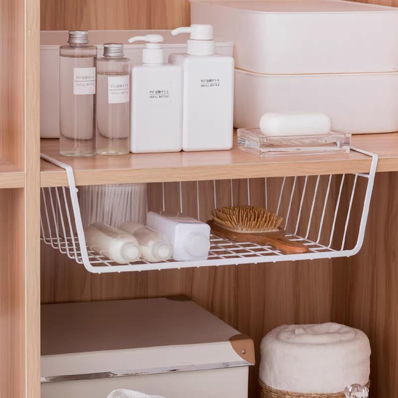 HAOHIZE Under Shelf Storage Basket, Pantry Organizers and Laundry Room Organization Under Cabinet Multipurpose Metal Wire Basket for Kitchen, Office Desk (26cm/10.2in) - Image 5