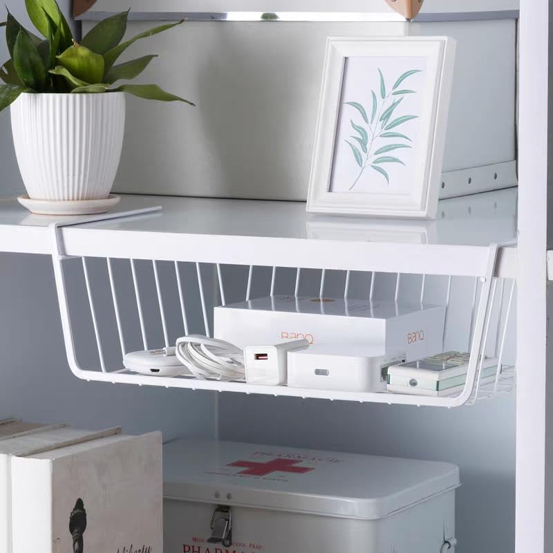 HAOHIZE Under Shelf Storage Basket, Pantry Organizers and Laundry Room Organization Under Cabinet Multipurpose Metal Wire Basket for Kitchen, Office Desk (26cm/10.2in) - Image 4