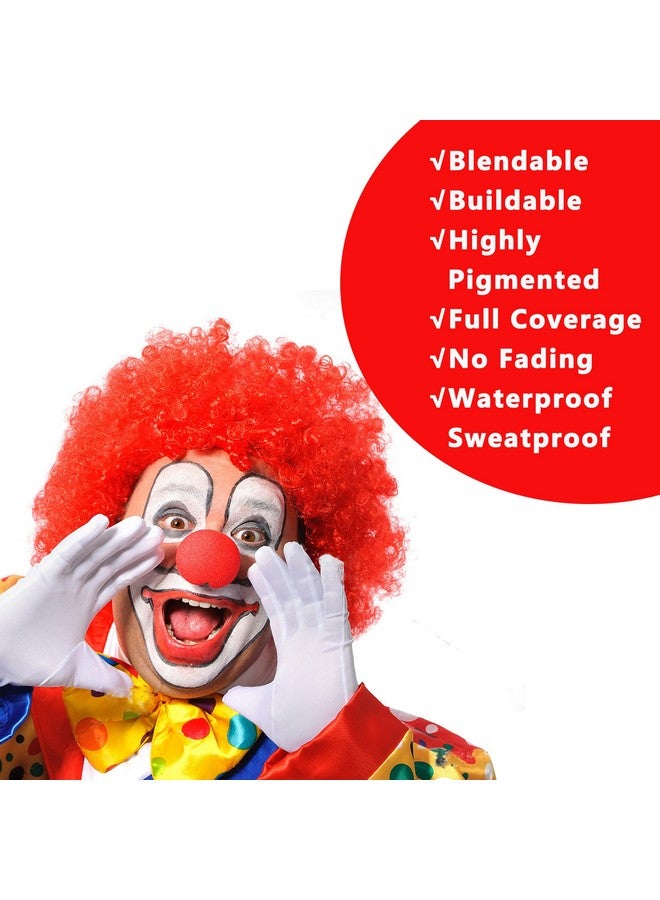 Wismee Clown White Black Red Face Body Paint，Clown Makeup Kit，Joker Zombie Vampire Skeleton Halloween Makeup Kit for Adults Oil Based Face Painting Kit with Brushes & 1 Clown Nose - Image 2