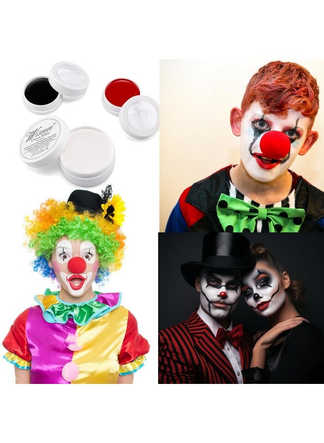 Wismee Clown White Black Red Face Body Paint，Clown Makeup Kit，Joker Zombie Vampire Skeleton Halloween Makeup Kit for Adults Oil Based Face Painting Kit with Brushes & 1 Clown Nose - Image 4