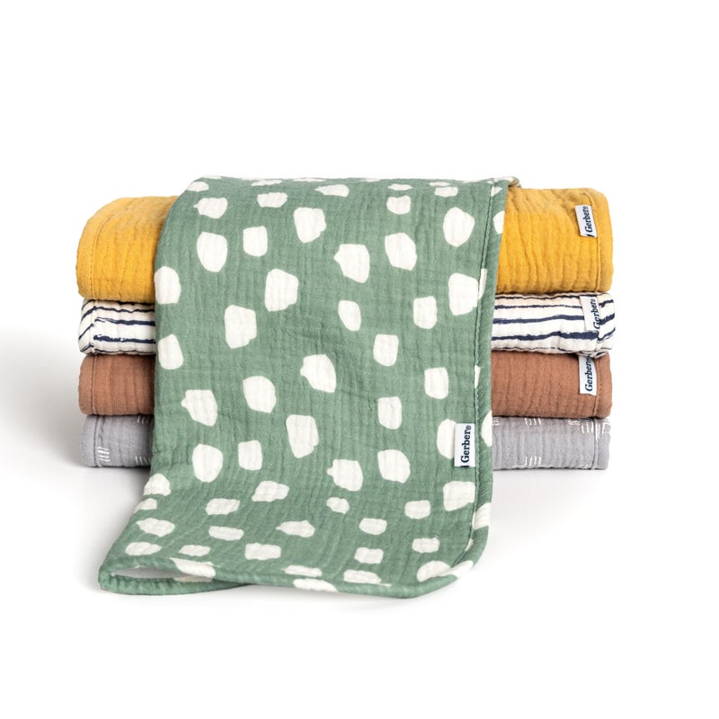 Gerber Gerber Baby Unisex Muslin Burp Cloths 5Pack Multi Teal Dots Large Size 20 x 10