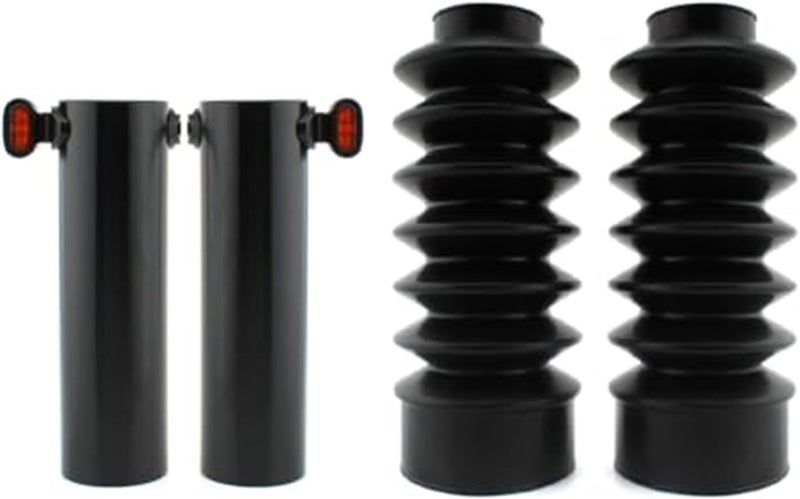 Wivplex Black Fork Covers with Amber Turn Signal Lights for Harley Nightster RH975 - Image 4