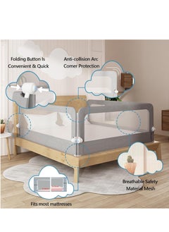 DMG TECH DMG Toddler Bed Rails for Crib, Foldable Bed Rail for Toddlers, Baby Crib Guard Bumper, Adjustable Height and Fall Protection Mesh Guardrails, Kids Safe Bed Side Rail for Full Size Bed (180cm)  - Image 2