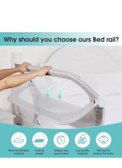 DMG TECH DMG Toddler Bed Rails for Crib, Foldable Bed Rail for Toddlers, Baby Crib Guard Bumper, Adjustable Height and Fall Protection Mesh Guardrails, Kids Safe Bed Side Rail for Full Size Bed (180cm)  - Image 3