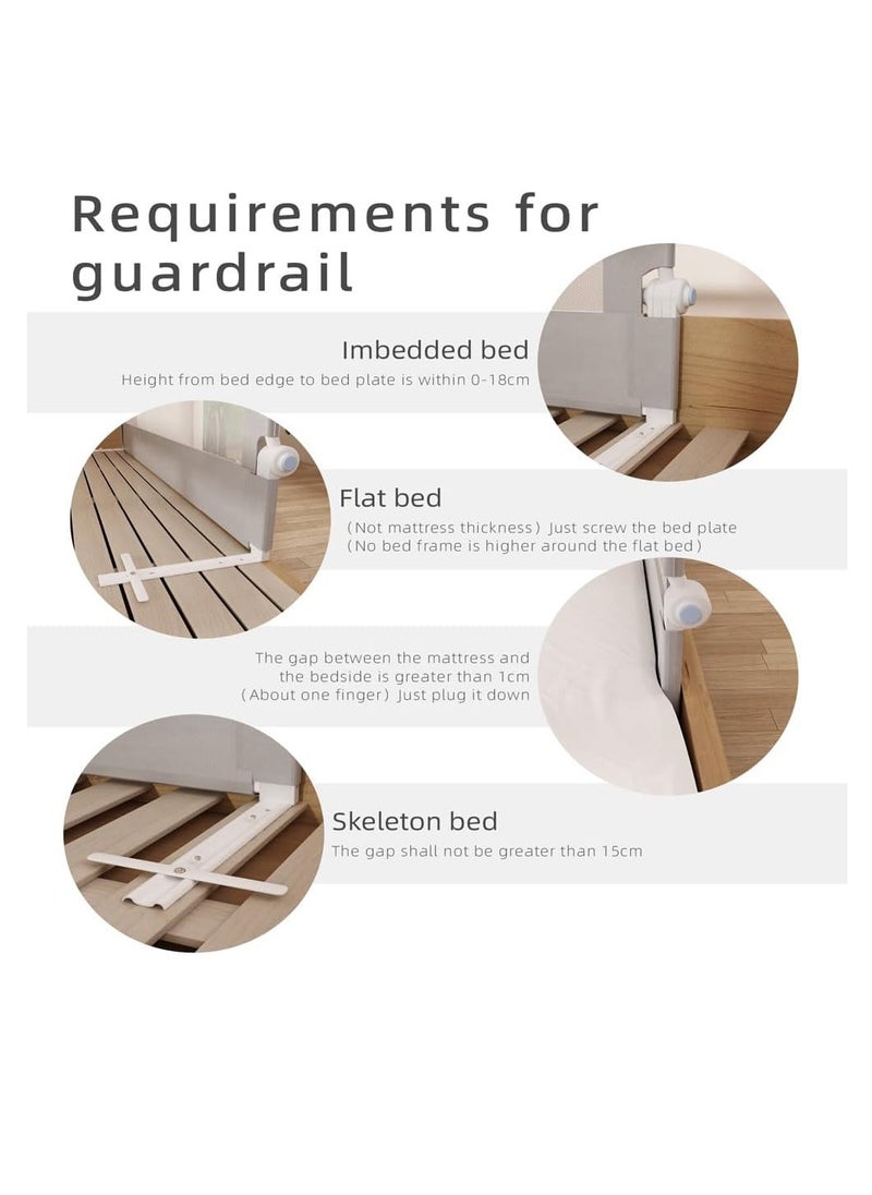 DMG TECH - DMG Toddler Bed Rails for Crib, Foldable Bed Rail for Toddlers, Baby Crib Guard Bumper, Adjustable Height and Fall Protection Mesh Guardrails, Kids Safe Bed Side Rail for Full Size Bed (180cm) - Image 1