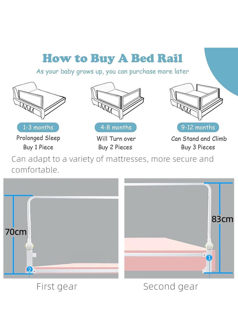 DMG TECH - DMG Toddler Bed Rails for Crib, Foldable Bed Rail for Toddlers, Baby Crib Guard Bumper, Adjustable Height and Fall Protection Mesh Guardrails, Kids Safe Bed Side Rail for Full Size Bed (180cm) - Image 1