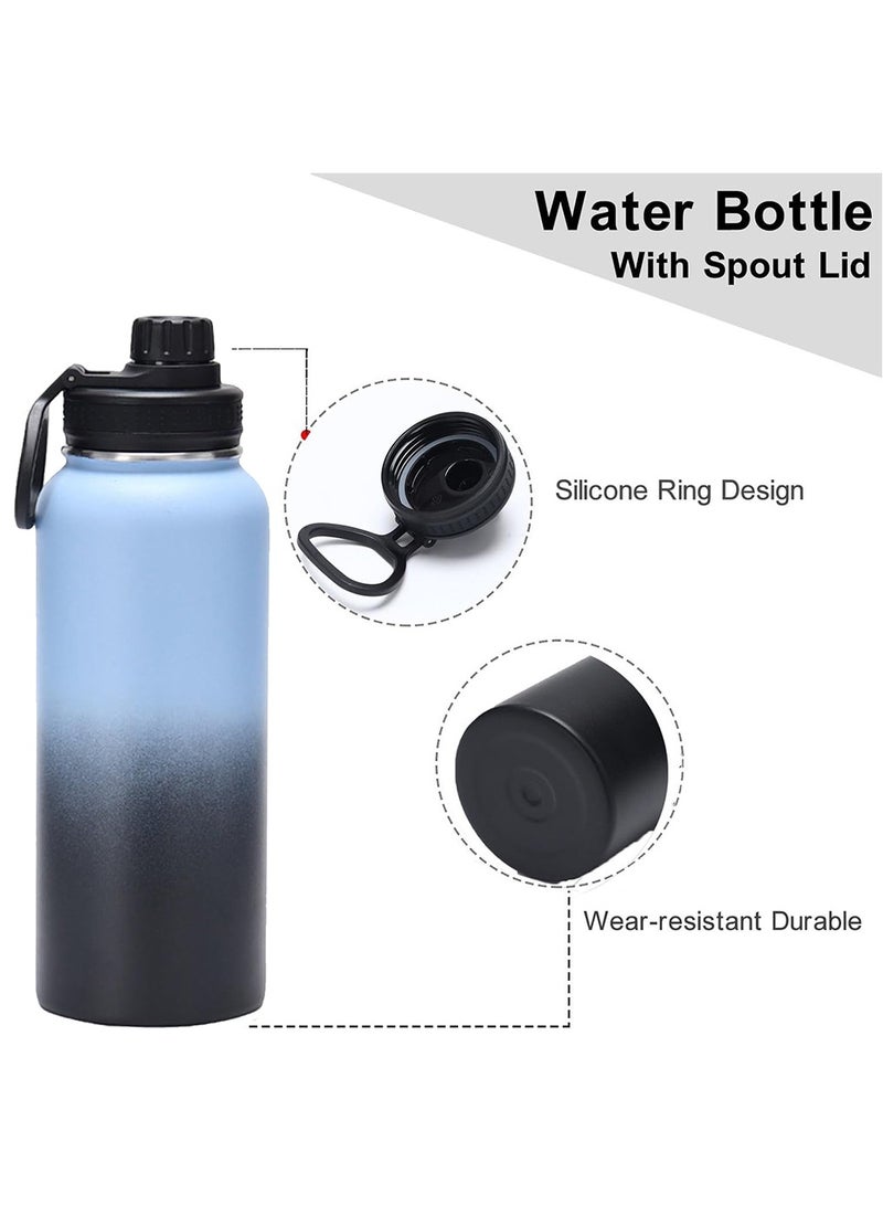 Arabest 1L Stainless Steel Drinking Bottle, Sports Canteen Water Bottle with Handle,  Insulated Water Bottles for Hiking & Biking (Black & White) - Image 3