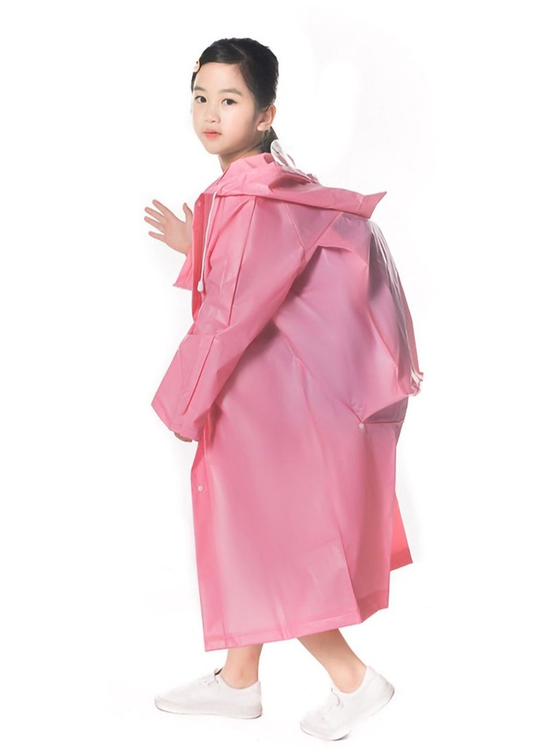 KASTWAVE Raincoat for Kids, Boys and Girls Hooded Poncho Can Carry School Bags Large Raincoat Reusable Poncho Jacket Applicable Height 1.1-1.5M Kids(Pink)  - Image 4