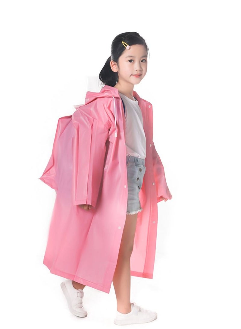 KASTWAVE Raincoat for Kids, Boys and Girls Hooded Poncho Can Carry School Bags Large Raincoat Reusable Poncho Jacket Applicable Height 1.1-1.5M Kids(Pink)  - Image 2