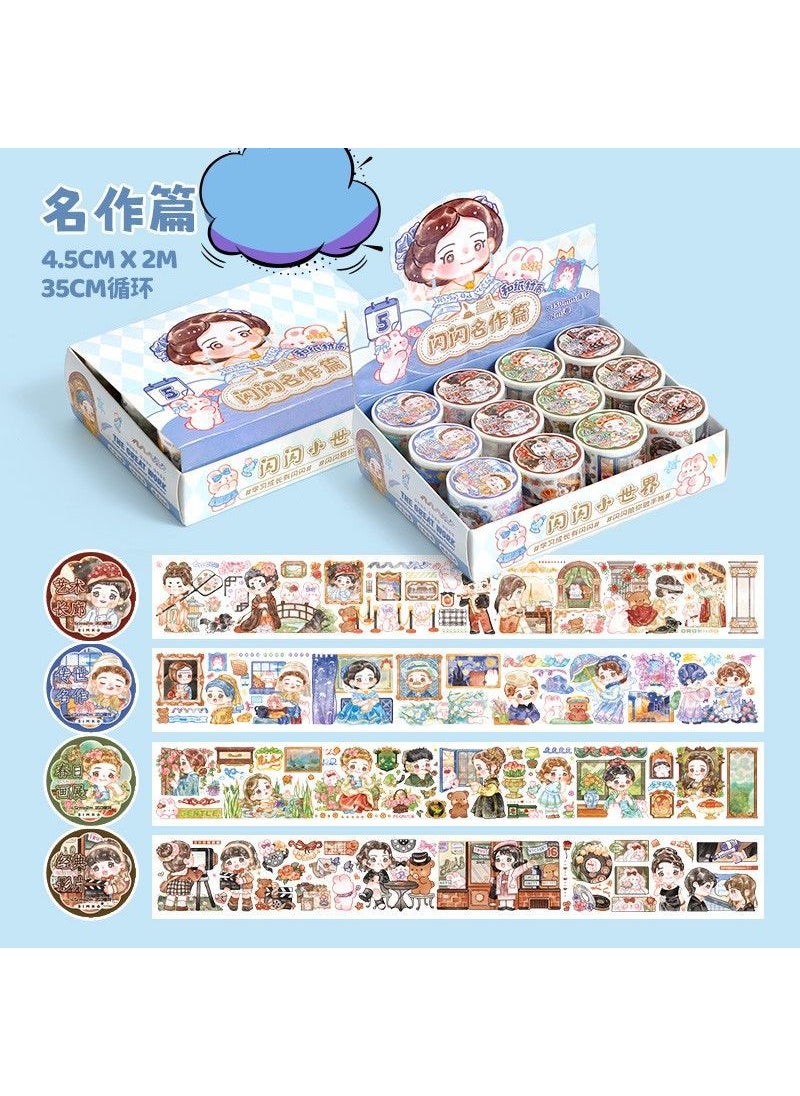 Generic 12 Rolls Glitter Washi Tape Set Creative Stickers Famous works [4 rolls of paper do not repeat]]✨ 