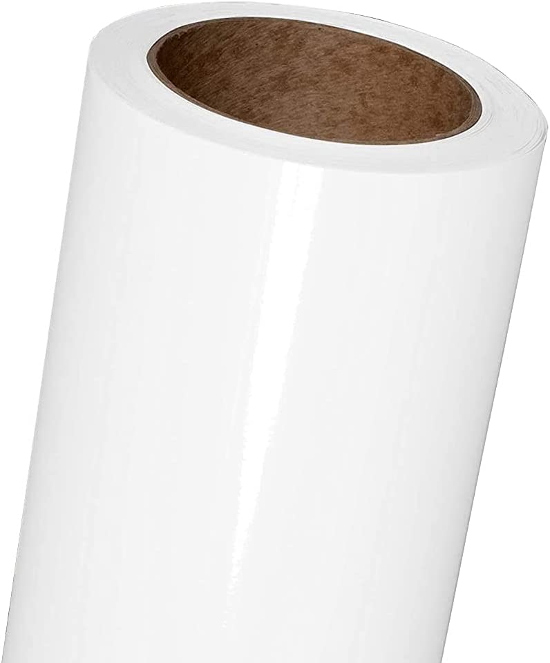 HAPPYMATES لفائف فينيل لامع أبيض 24 × 48 بوصة من هابي ميتس مع لاصق خالي من الفقاعات - Image 1