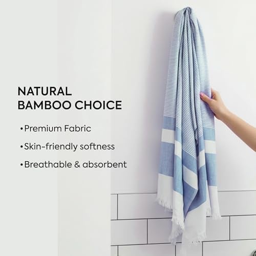 HABER 100% Bamboo Bath Towel (150 x 75 cm) – Ultra-Absorbent, 3X Softer Than Cotton, Quick Dry & Lightweight Large Eco-Friendly Towel for Bath, Gym & Travel – Azure Pack of 1 - Image 5
