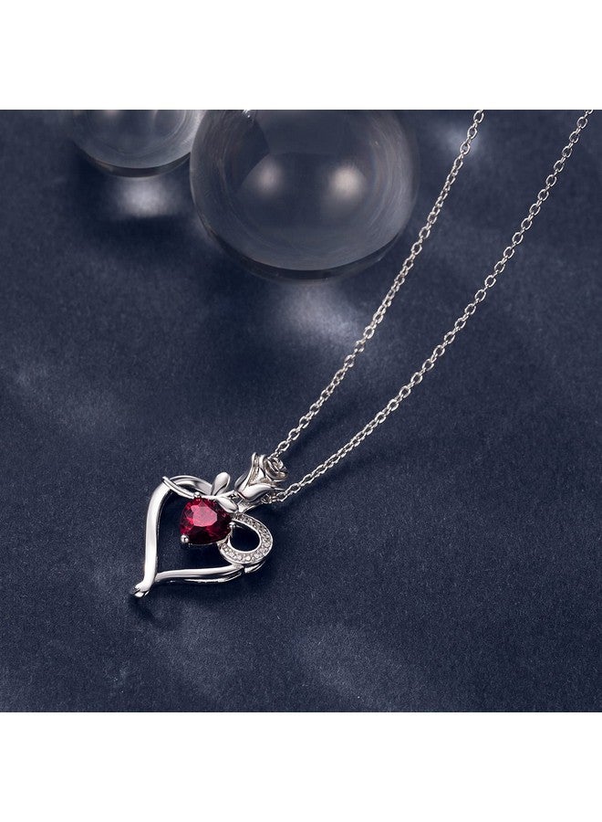 NINAMAID 925 Sterling Silver Necklaces For Women Birthstone Necklace With Heart Necklace Rose Flower Mom Gifts For Women Mom Her Sister - Image 3