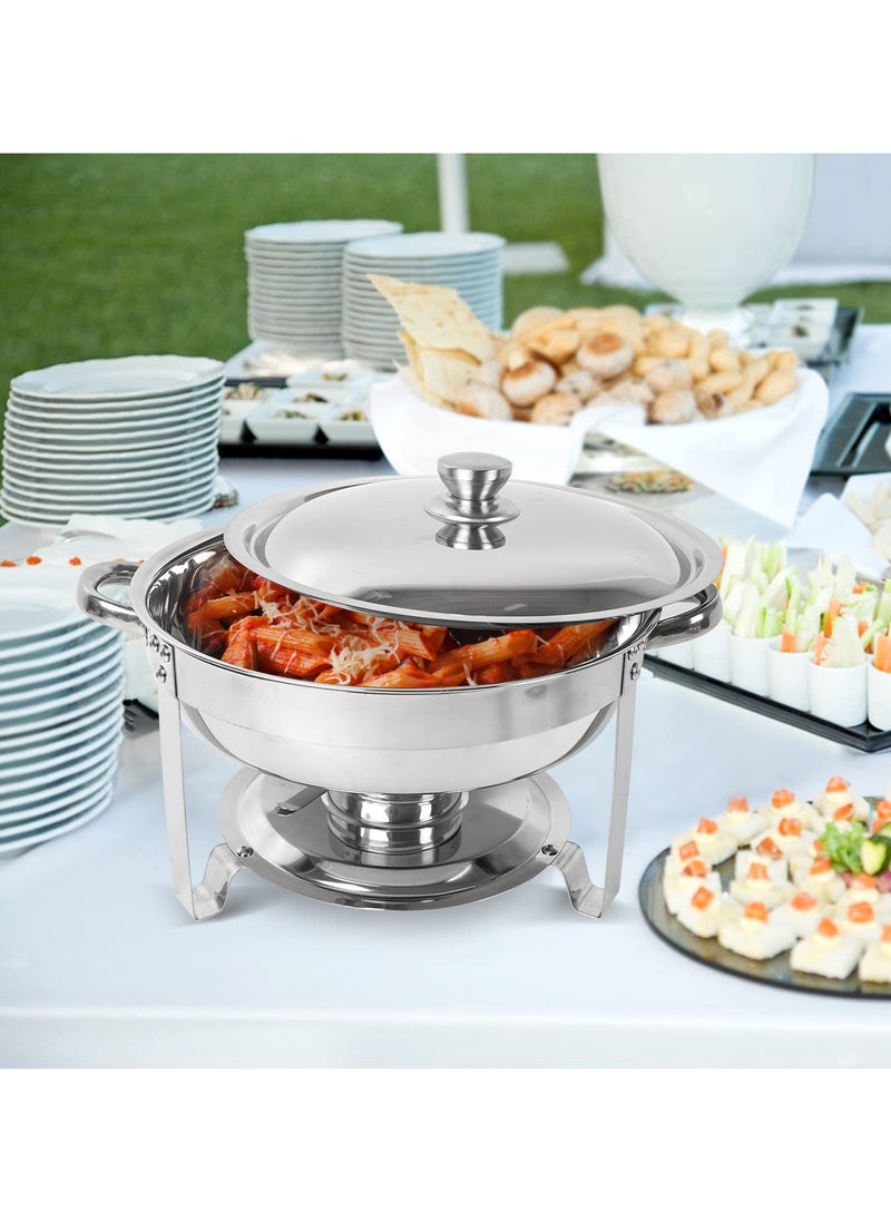 XiuWoo 1-Pack Chafing Dish Buffet  5QT Round Stainless Steel Chafer for Catering, Upgraded Chafers and Buffet Warmer Sets with Food & Water Pan, Lid, Frame, Fuel Holder for Event Party Holiday  - Image 1