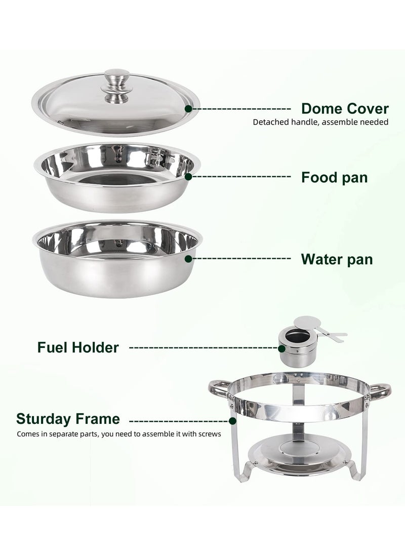 XiuWoo 1-Pack Chafing Dish Buffet  5QT Round Stainless Steel Chafer for Catering, Upgraded Chafers and Buffet Warmer Sets with Food & Water Pan, Lid, Frame, Fuel Holder for Event Party Holiday  - Image 4