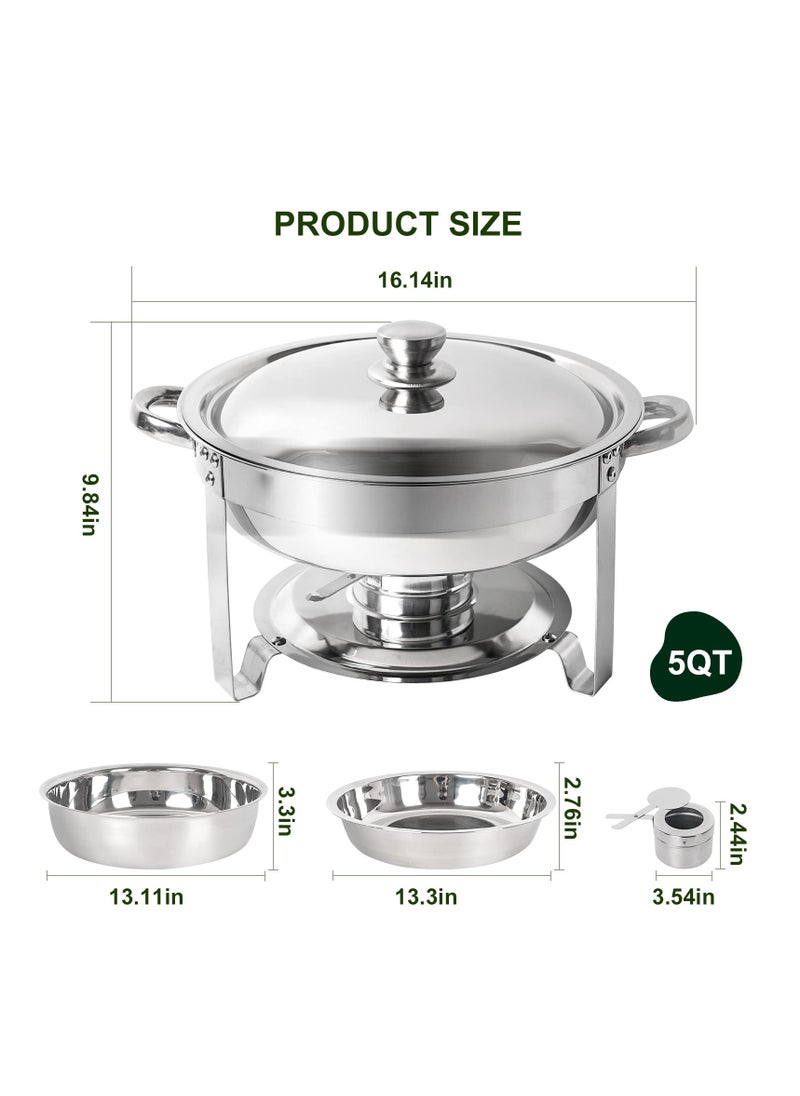 XiuWoo 1-Pack Chafing Dish Buffet  5QT Round Stainless Steel Chafer for Catering, Upgraded Chafers and Buffet Warmer Sets with Food & Water Pan, Lid, Frame, Fuel Holder for Event Party Holiday  - Image 3