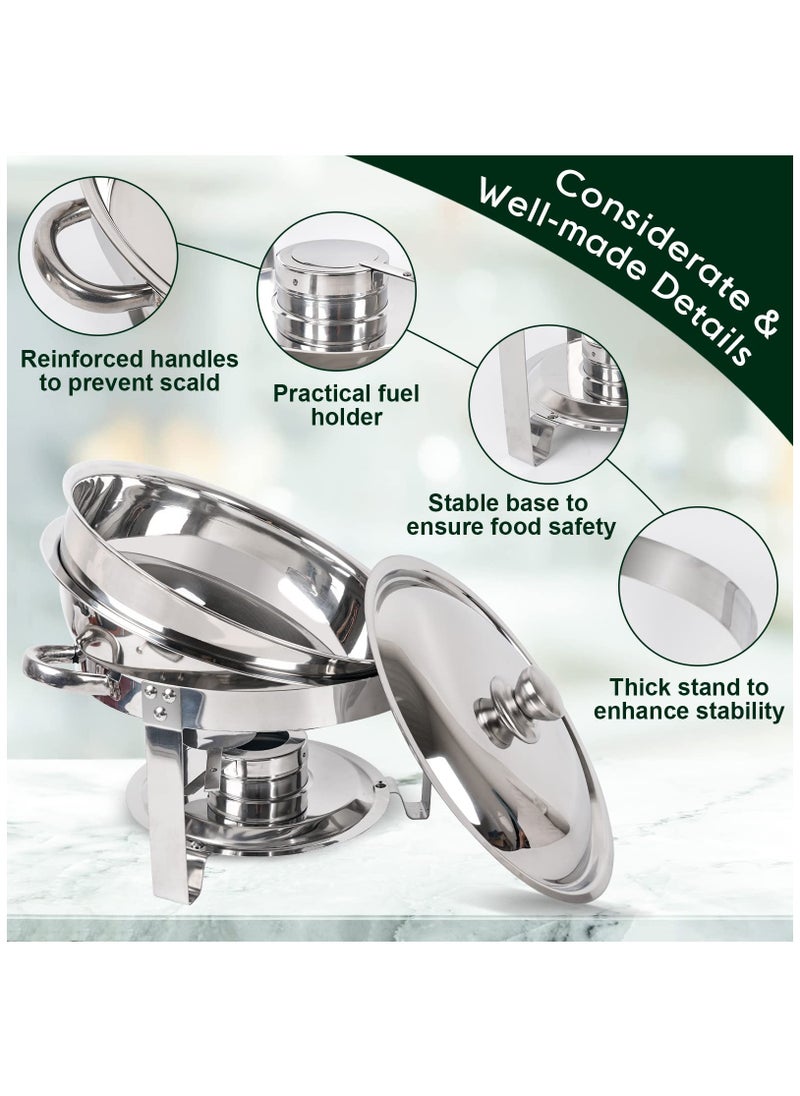XiuWoo 1-Pack Chafing Dish Buffet  5QT Round Stainless Steel Chafer for Catering, Upgraded Chafers and Buffet Warmer Sets with Food & Water Pan, Lid, Frame, Fuel Holder for Event Party Holiday  - Image 5