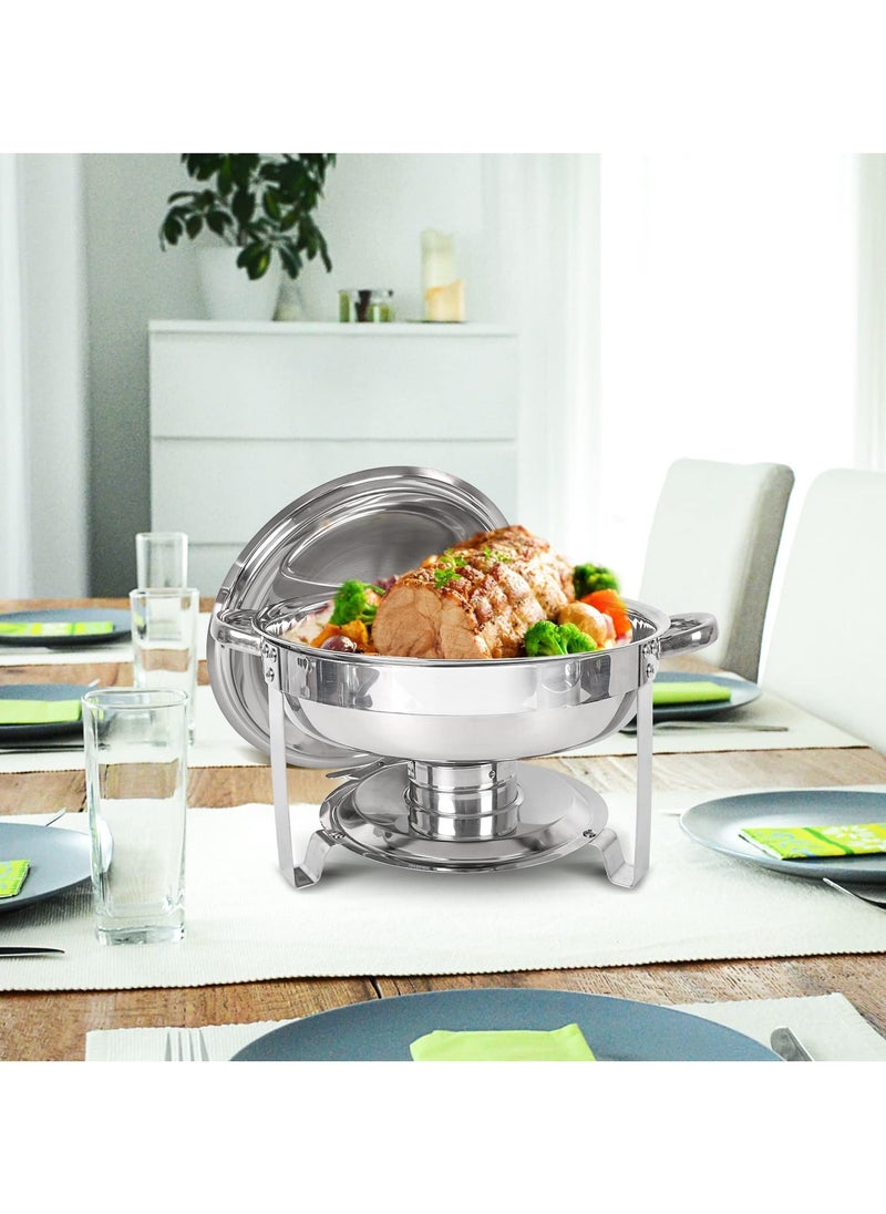 XiuWoo 1-Pack Chafing Dish Buffet  5QT Round Stainless Steel Chafer for Catering, Upgraded Chafers and Buffet Warmer Sets with Food & Water Pan, Lid, Frame, Fuel Holder for Event Party Holiday  - Image 2